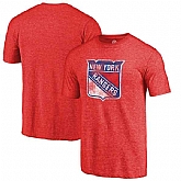Men's New York Rangers Distressed Team Primary Logo Tri Blend T-Shirt Red FengYun,baseball caps,new era cap wholesale,wholesale hats